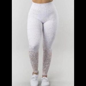 BuffBunny NWT White & Rose Gold Leggings (XS)